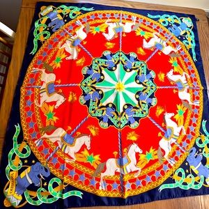 Authentic Vintage Valentino Silk Carrousel Scarf